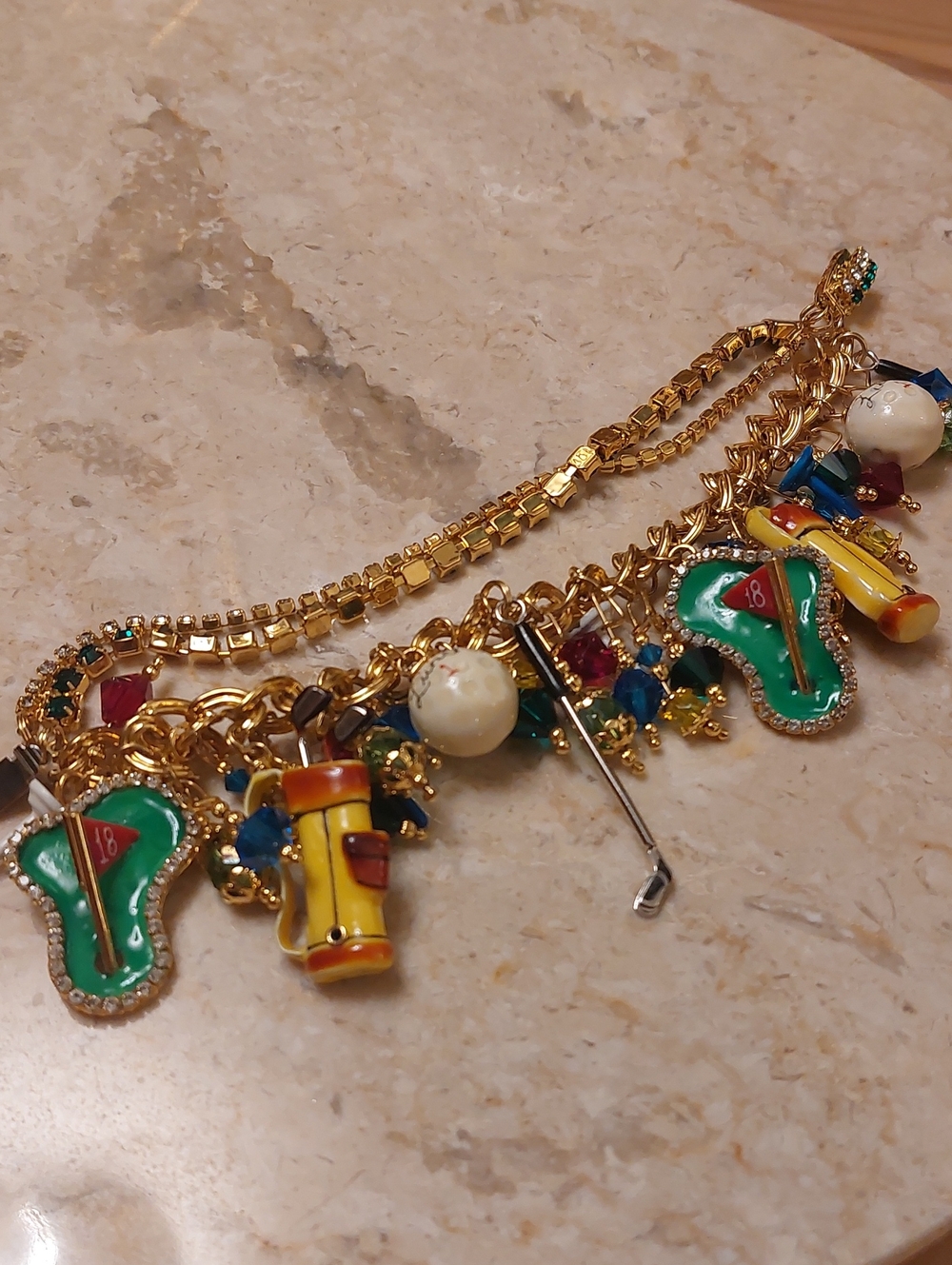 Lunch At The Ritz " Pro Lunch" Braclet 24kt Gold Plated Swarvoski Crystals - Picture 12 of 12